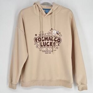 OIOY Pochacco‎ Inspired Beige Fleece Hoodie Kawaii Sanrio Style Oversized L